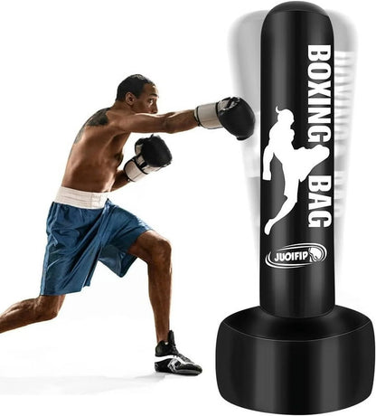 Standing Punching Bag for Adults 69'' Heavy Bag with Stand Inflatable Boxing Bags Freestanding Kickboxing Bag Equipment for Training MMA Muay Thai Fitness to Use Outdoor Indoor